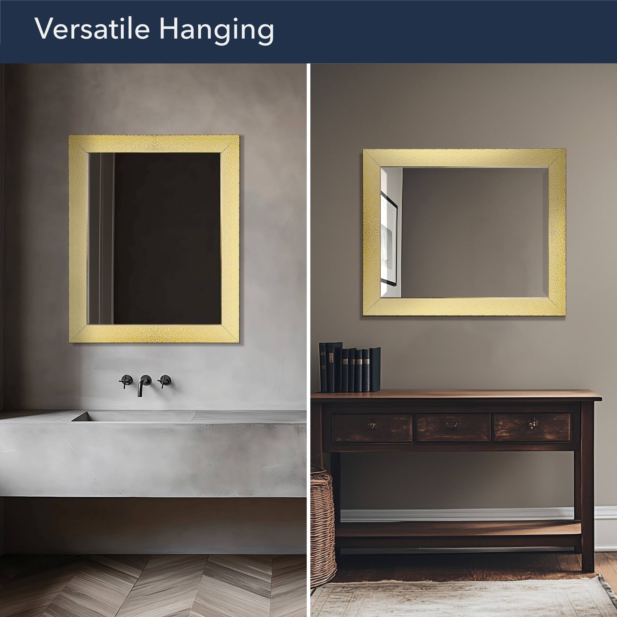 Head West White & Gold Framed Bevel Vanity Accent Mirror - 33" x 27"